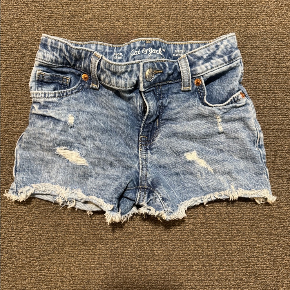 Cat & Jack Women's Distressed Light Blue Jean Shorts